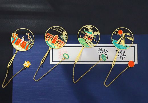扇形镂空金属书签定制