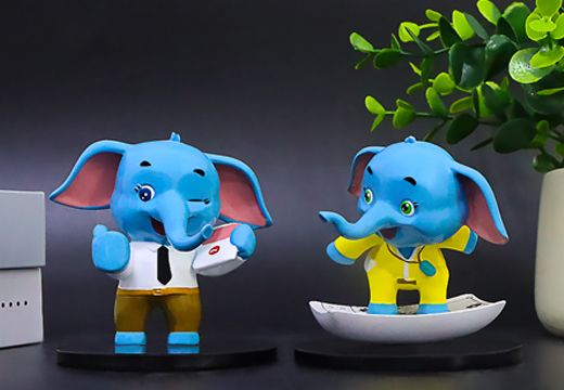 蓝色大耳朵小象创意摆件定制